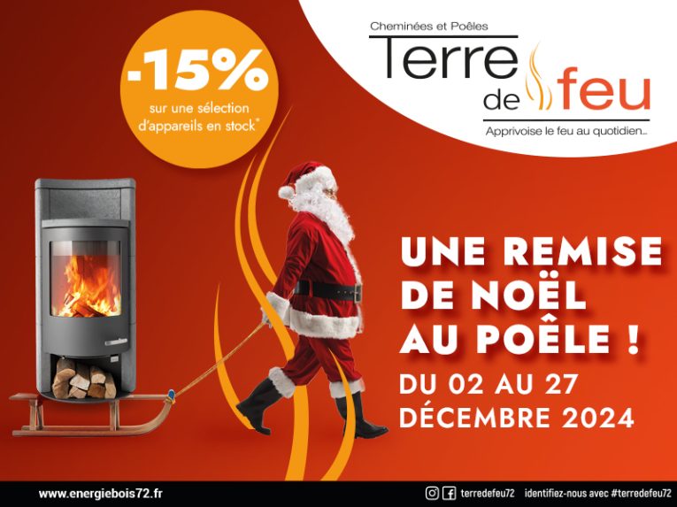 Offre de Noël chez Terre de Feu : Profitez de -15% de réduction sur une sélection d'appareil. Du 02 au 27 décembre 2024.